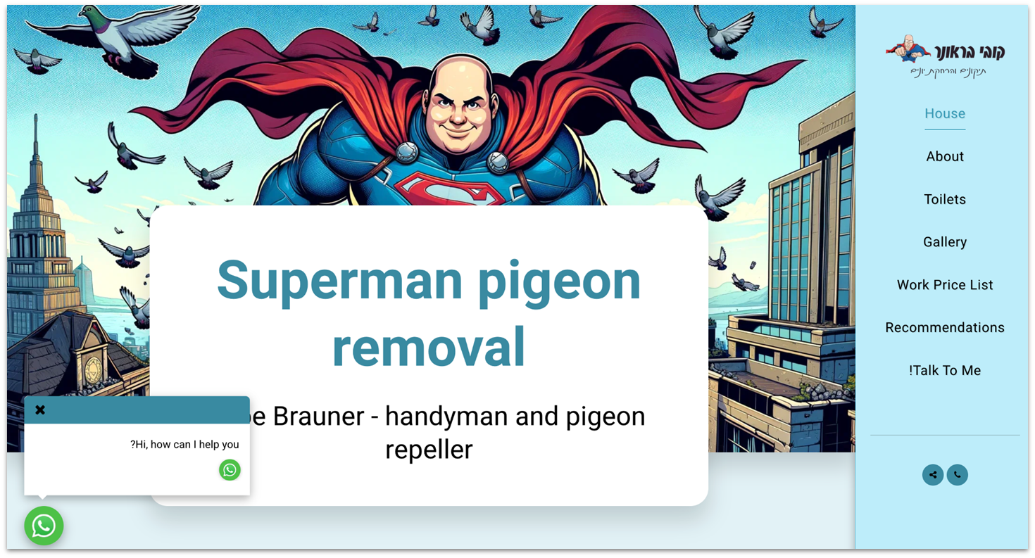 Superman Pigeon Removal home page made with SITE123