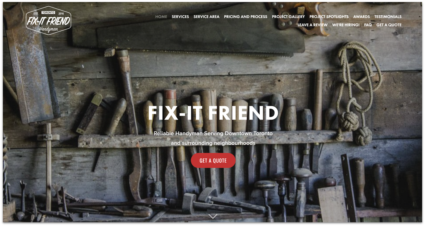 Fix-It Friend Handyman home page made with Squarespace