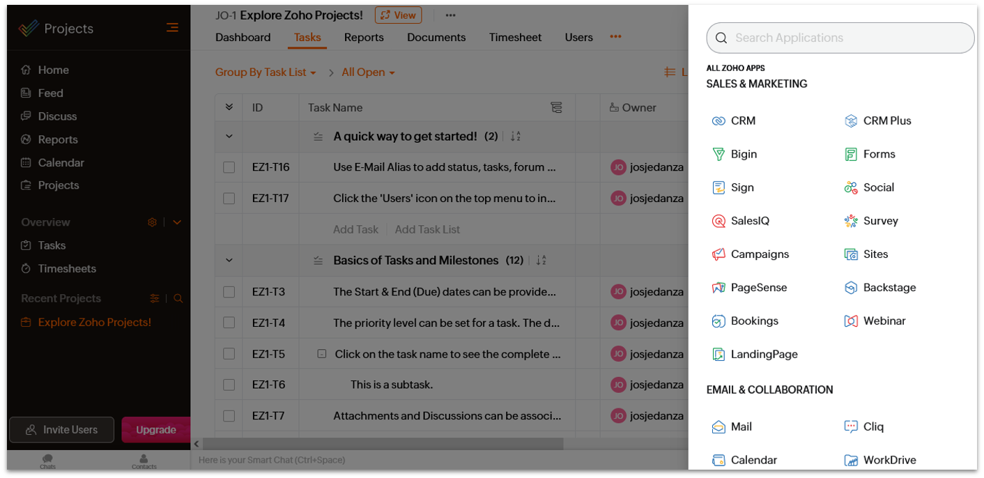 Zoho Projects Dashboard