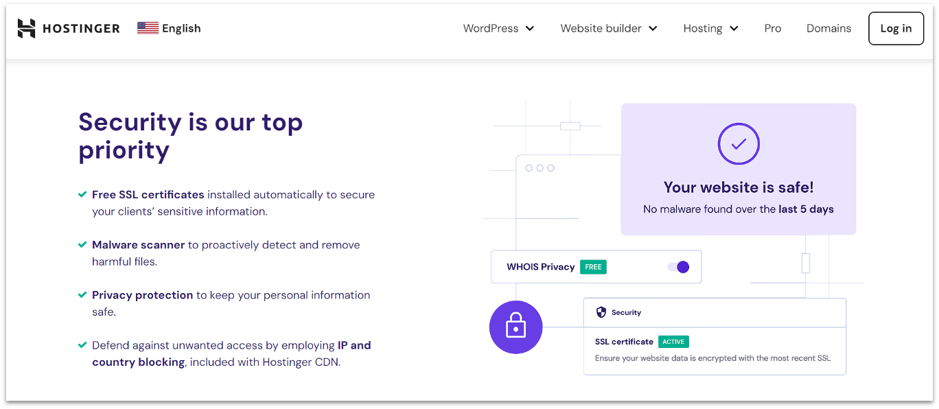 Hostinger security features