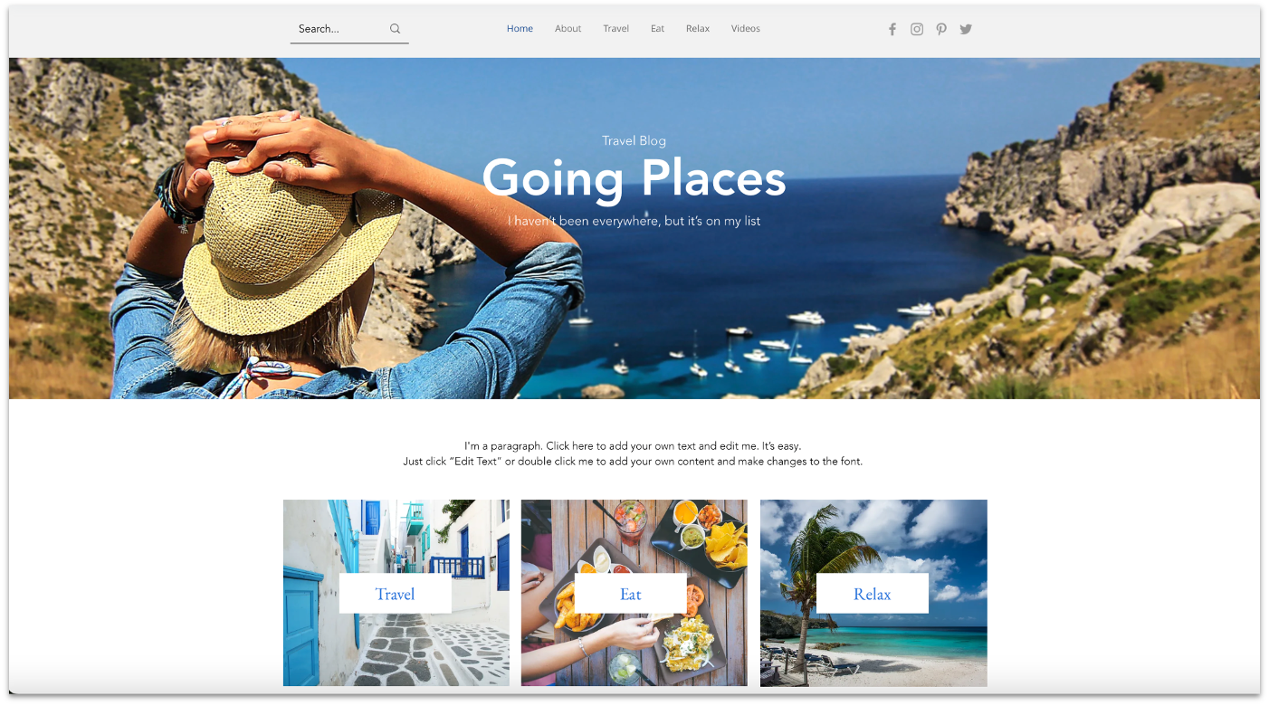 Wix Travel Blog template