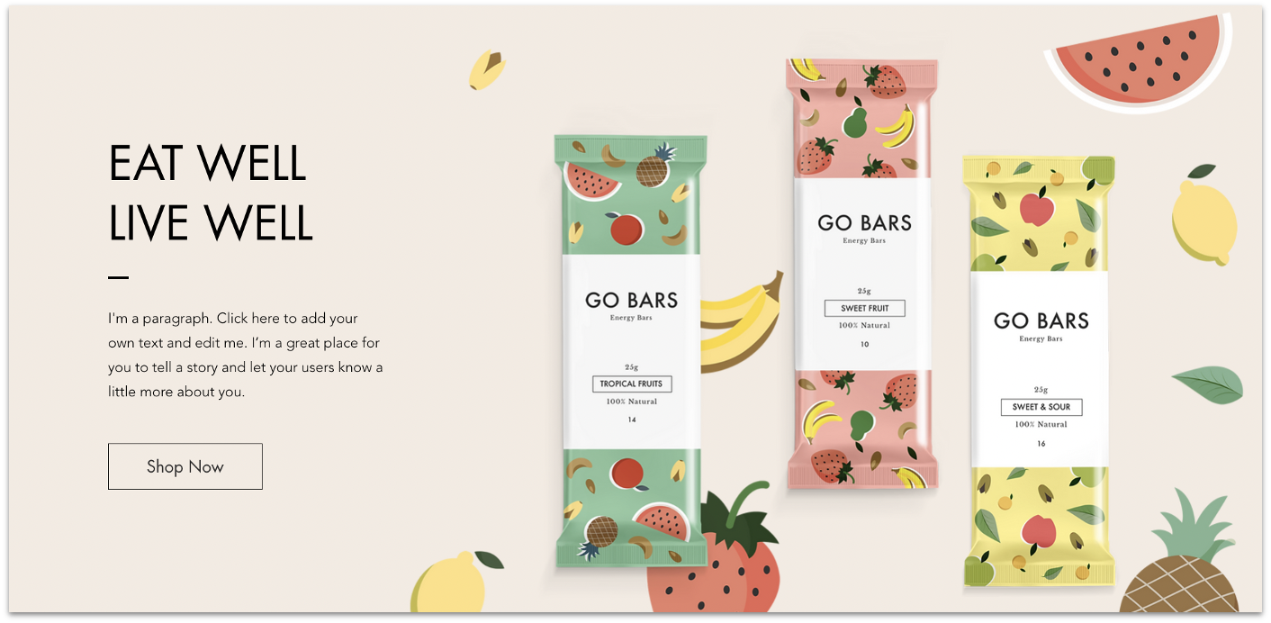 Wix Snack Bar Company template for online food stores