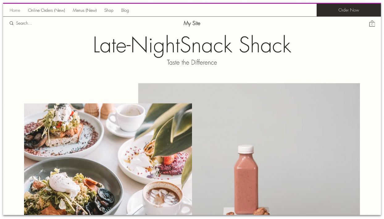 Online food store sample using Wix's site builder