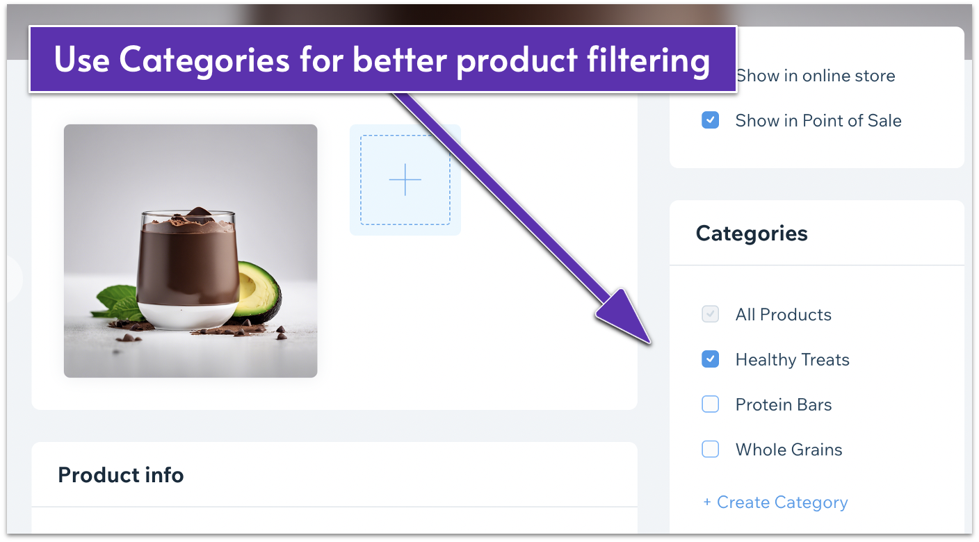 Wix product categories