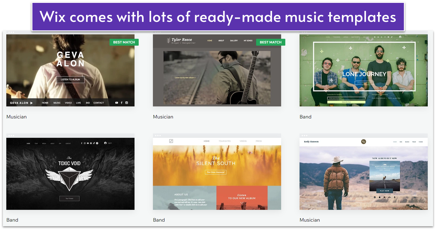 Wix music templates