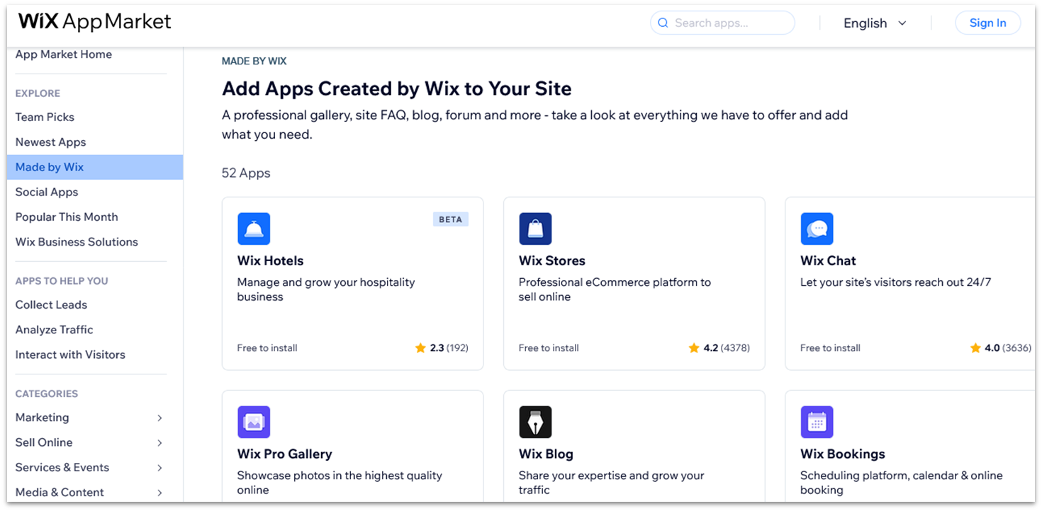 Wix App Market