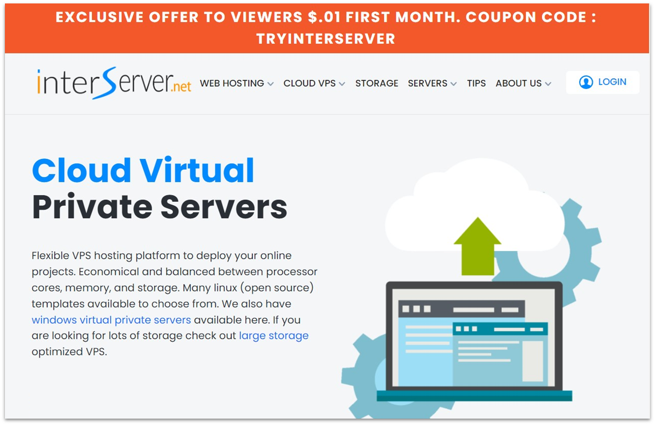 InterServer cloud VPS landing page