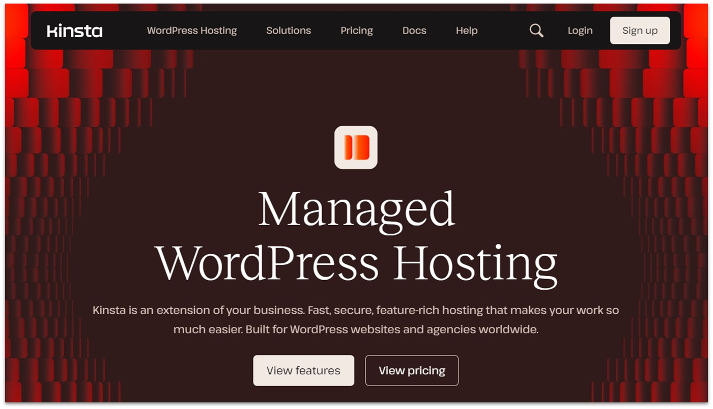 Kinsta managed WordPress landing page