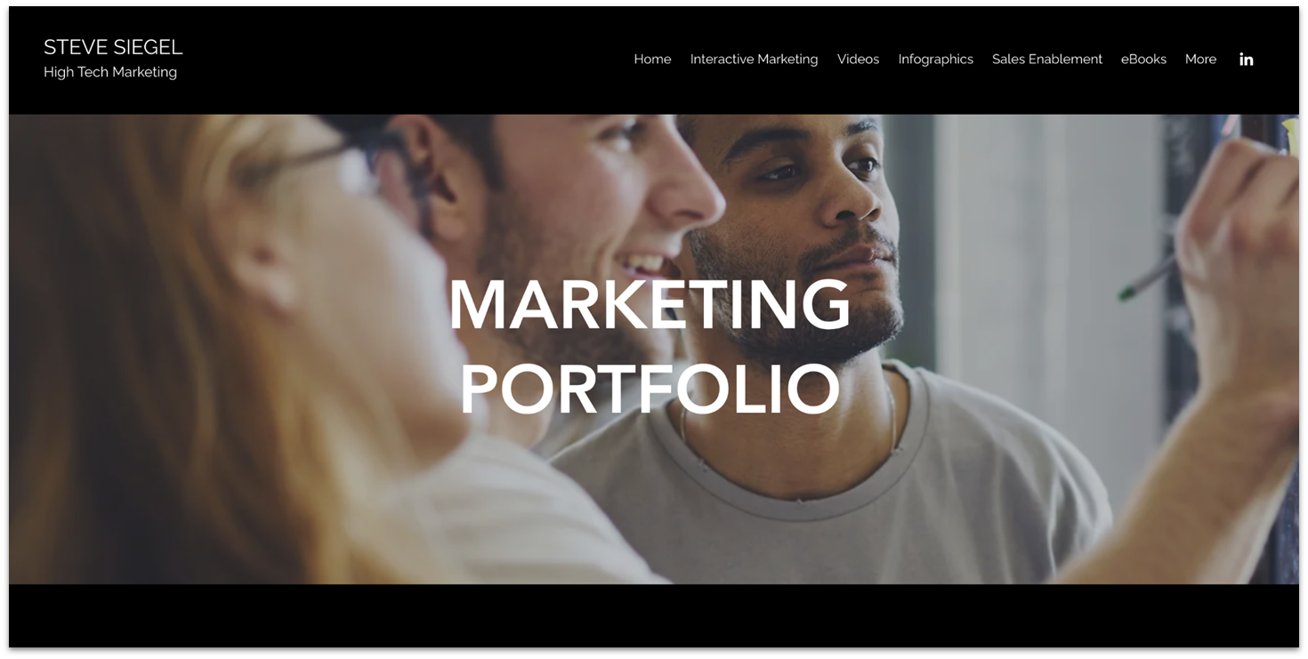 Steve Siegel's marketing portfolio homepage