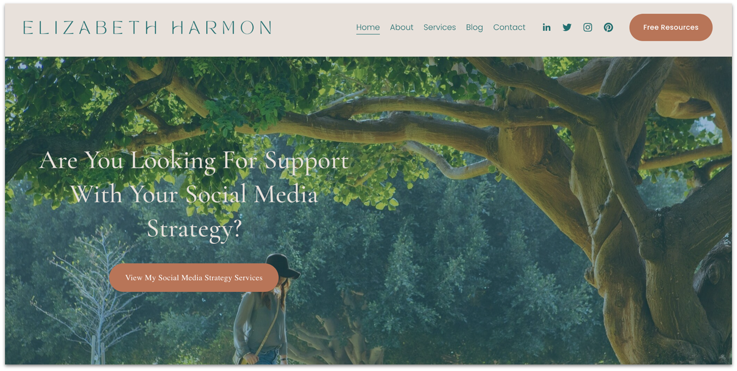 Elizabeth Harmon's marketing portfolio homepage