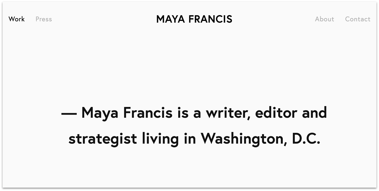 Maya Francis' marketing portfolio