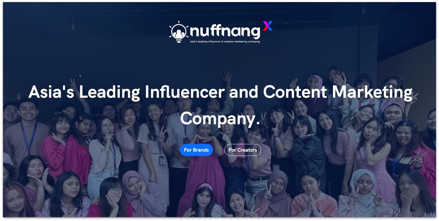 Nuffnang's marketing portfolio homepage