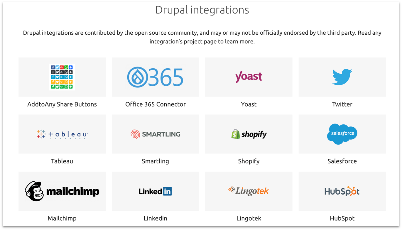 Drupal's third-party integrations