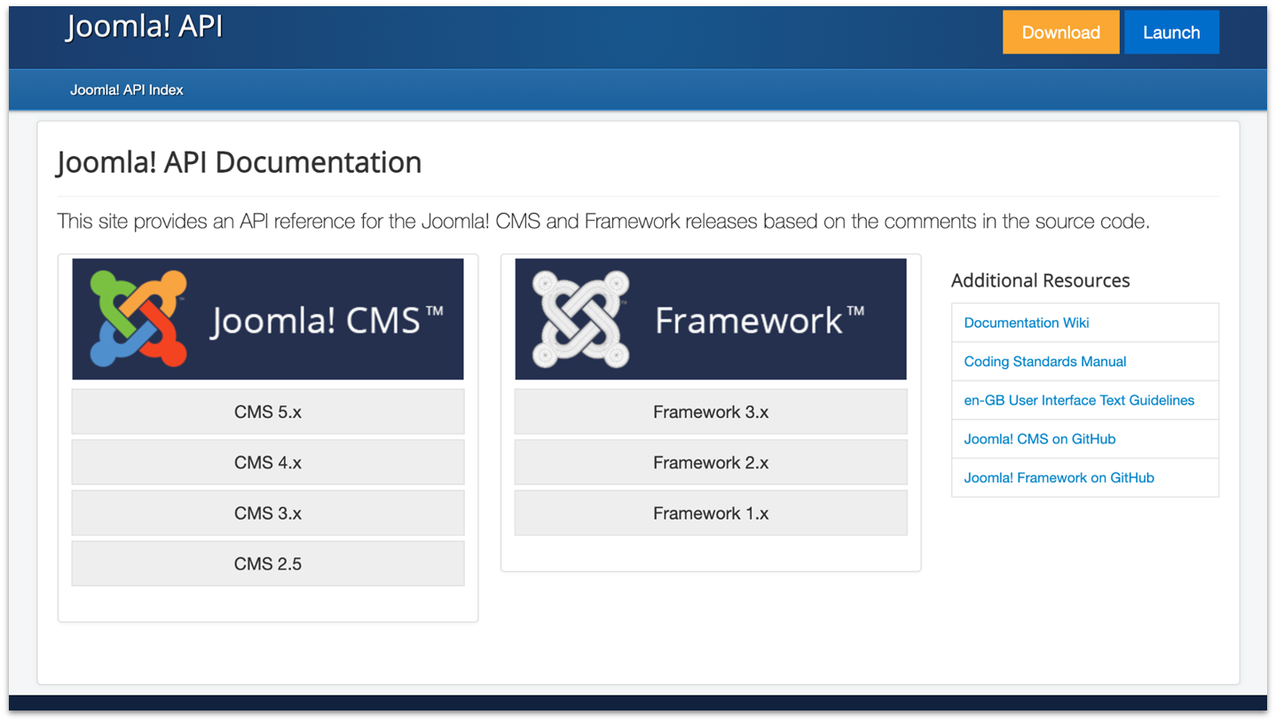 Joomla's API documentation