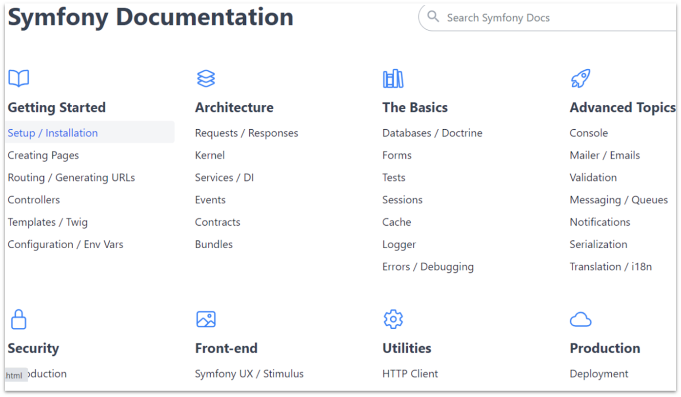 Symfony open-source website builder documentation