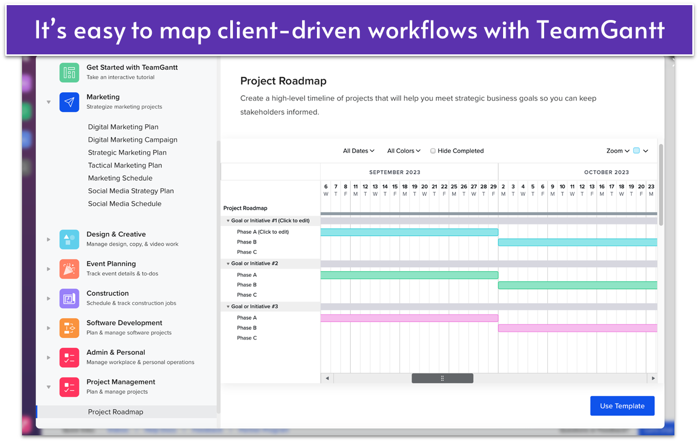 TeamGantt Project Raodmap