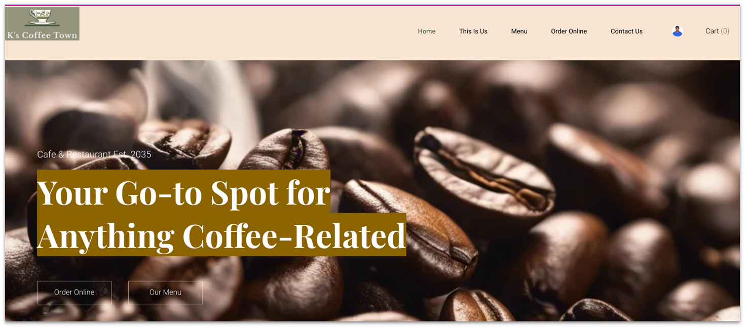 K's Coffee Town website