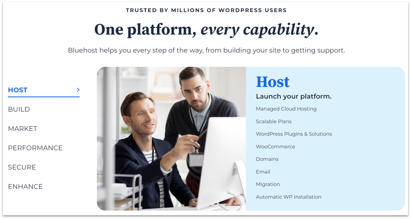 Screenshot des besten Webhosting-Angebots von Bluehost