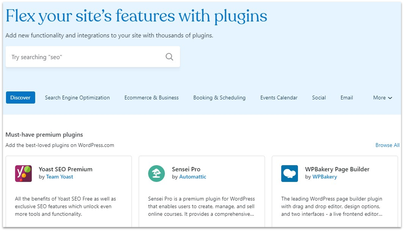 WordPress.com's plugins marketplace