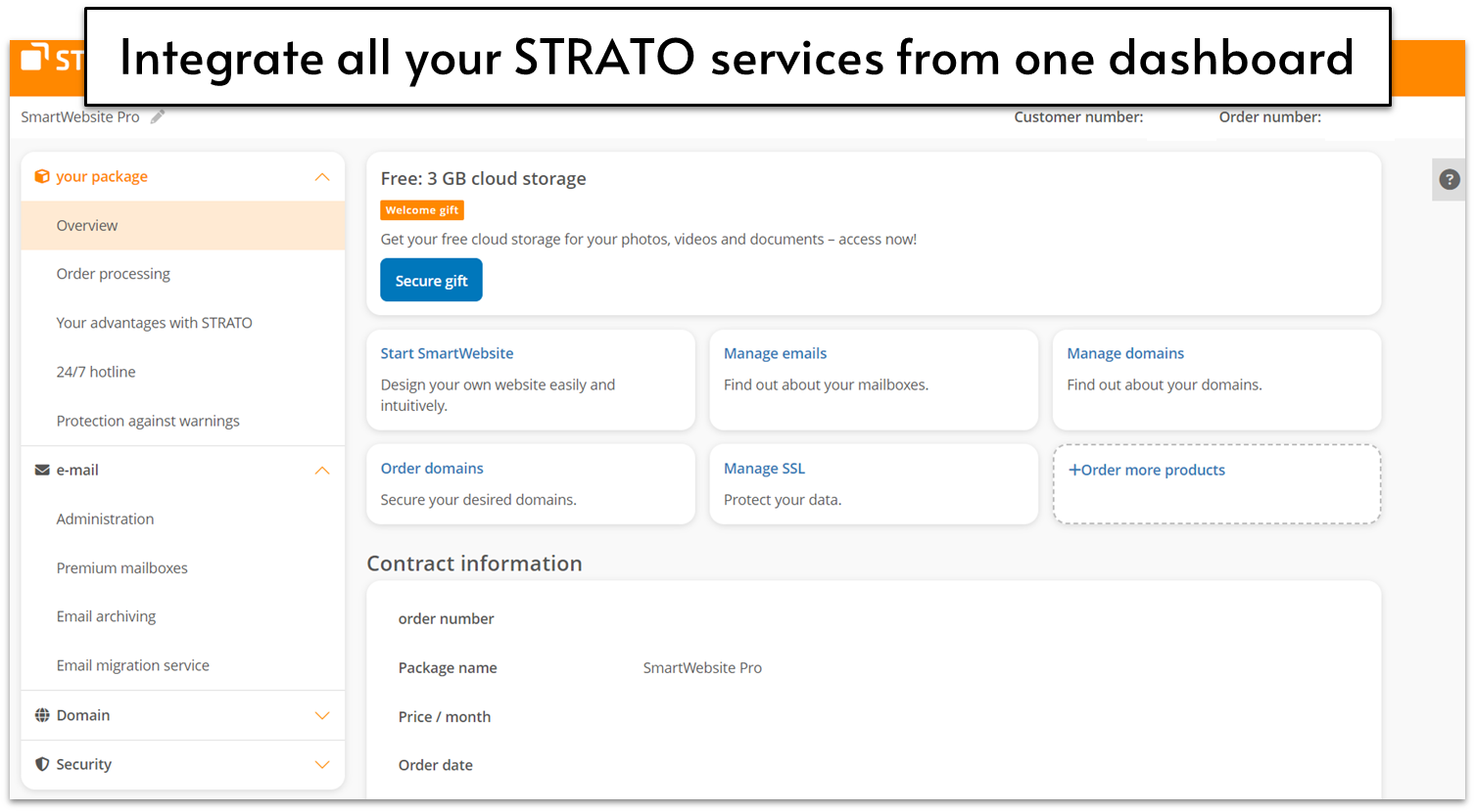 STRATO Integrations dashboard