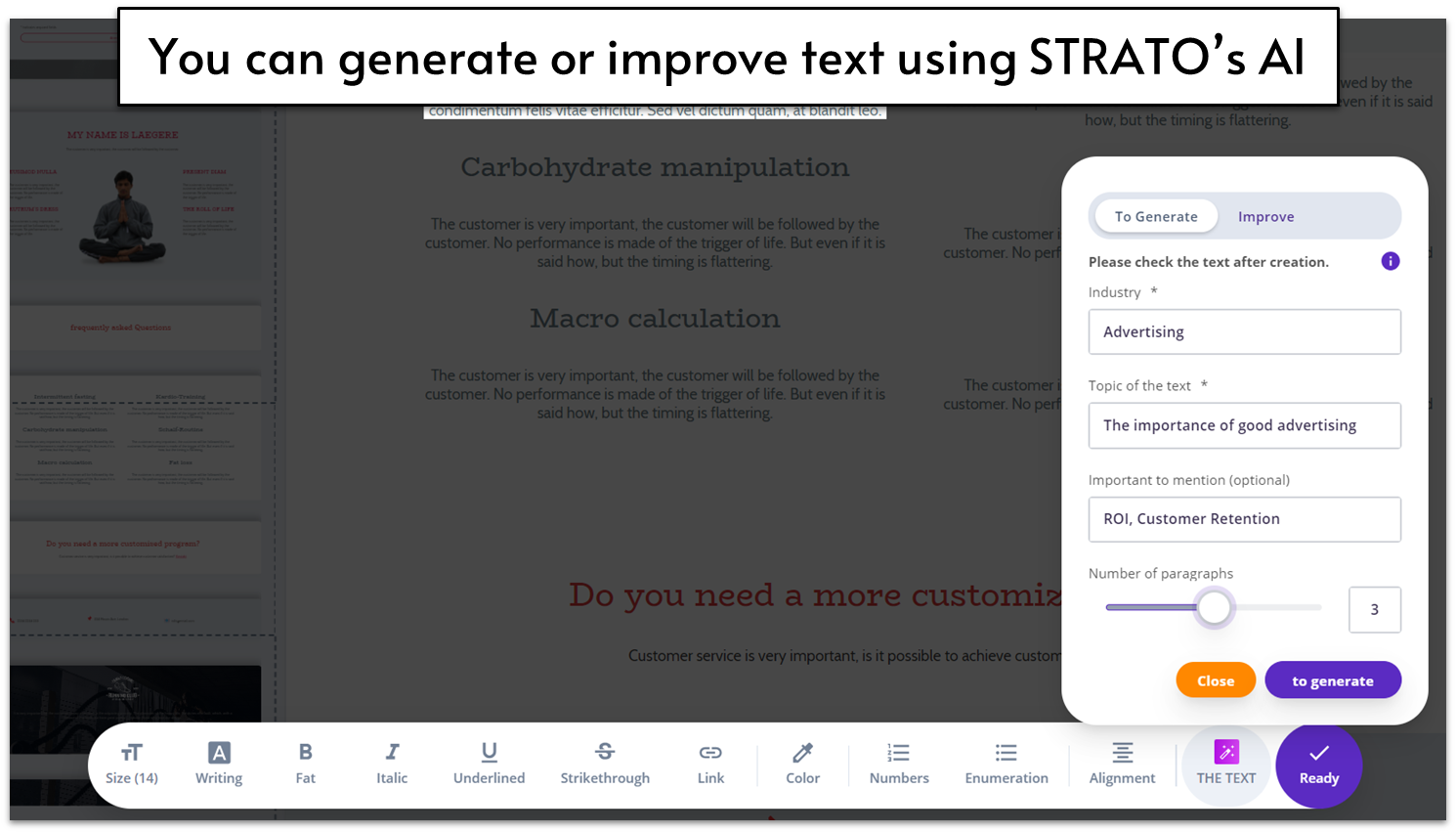 STRATO text generation AI