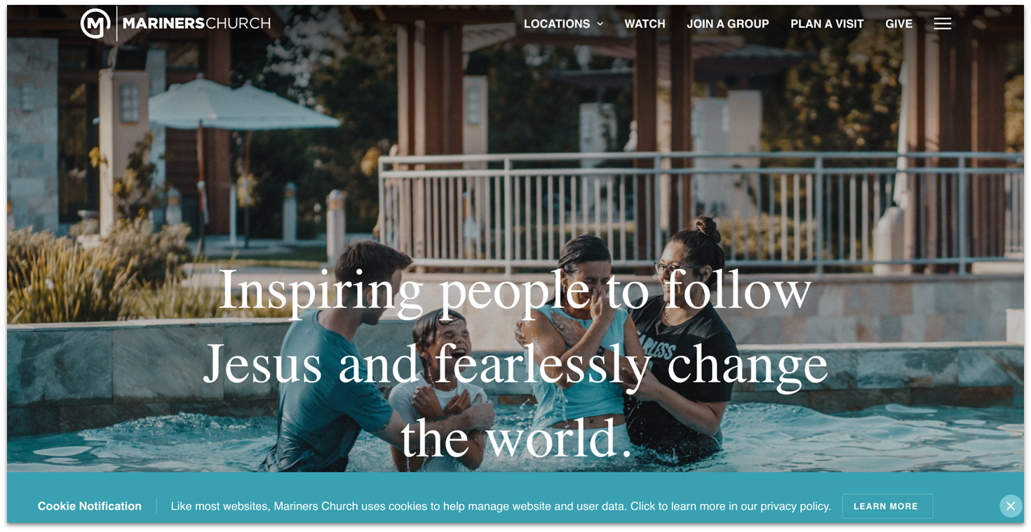 Mariners Church homepage made with WordPress.com