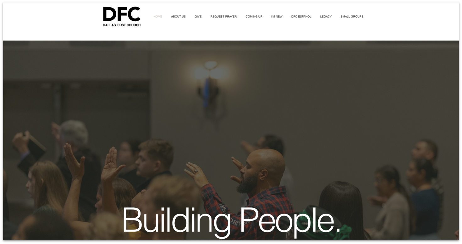 Dallas First Church homepage made with Wix