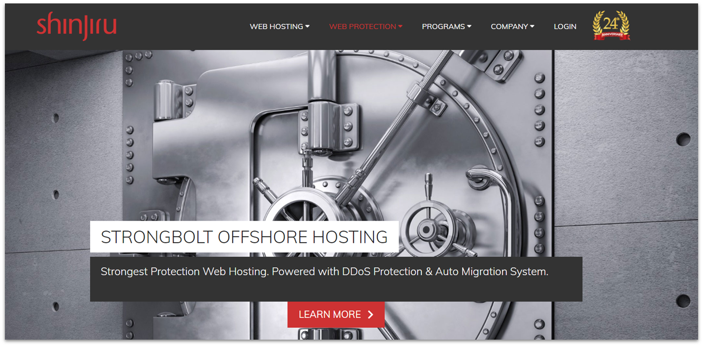 Shinjiru Strongbolt Offshore hosting service page