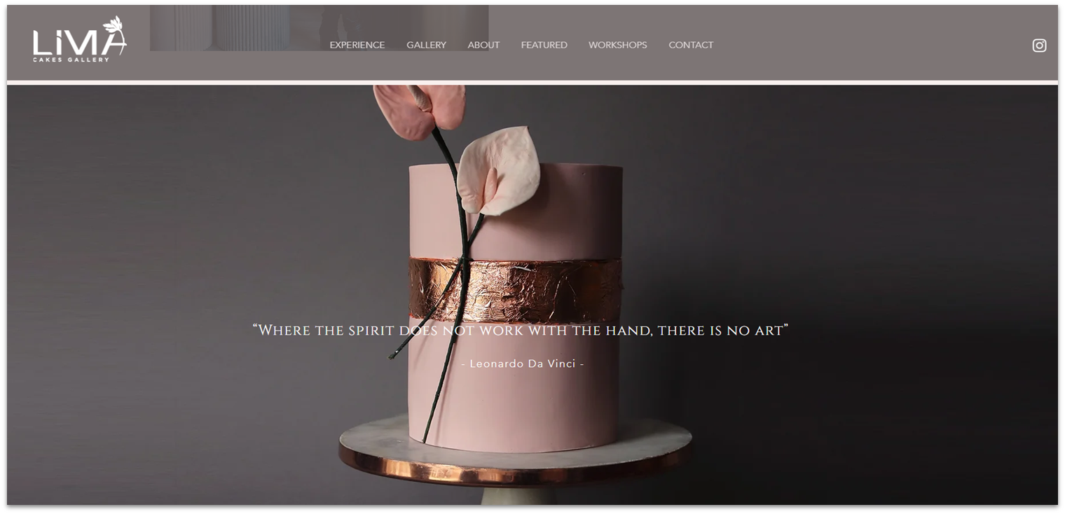 An example of a bakery website made with Wix, called Lima Cakes