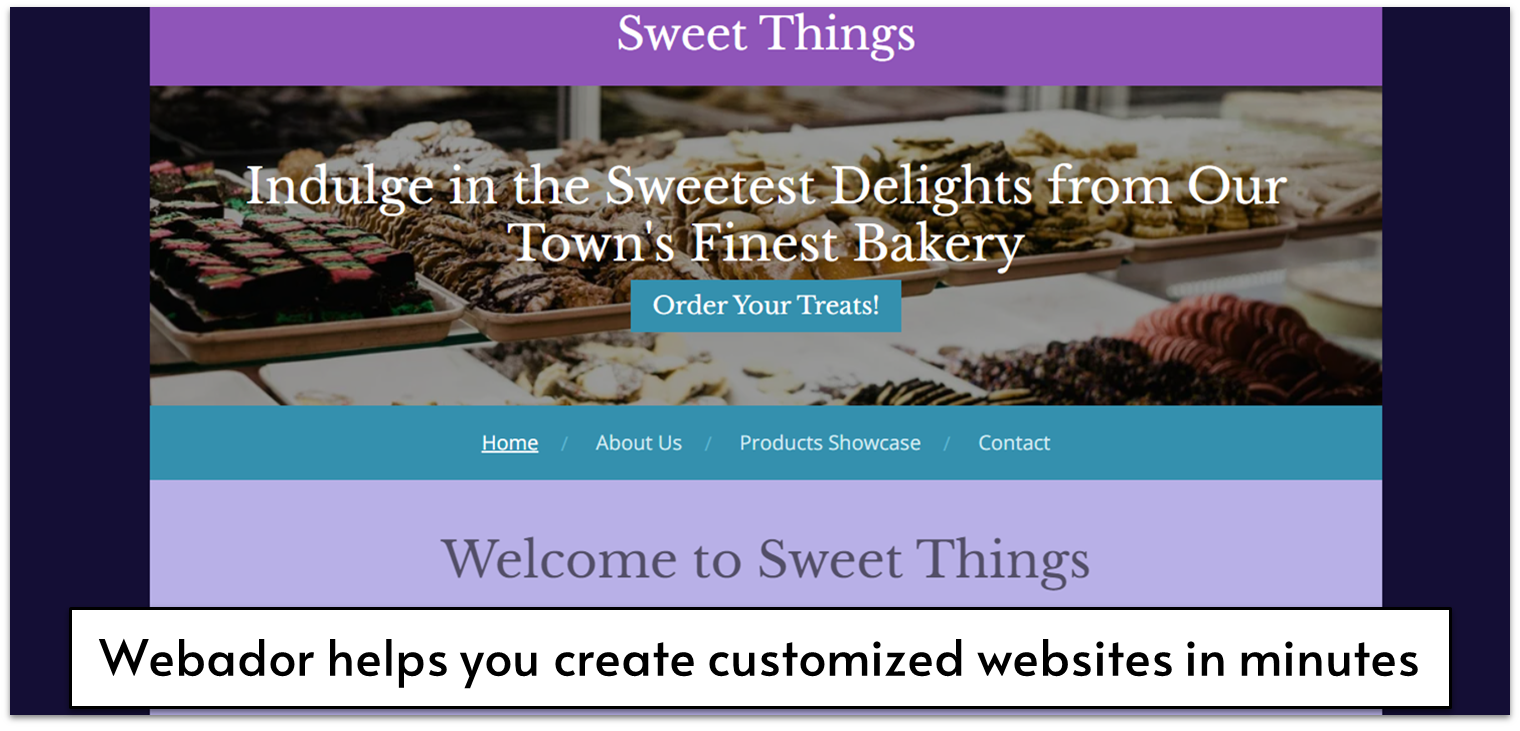 A website made with Webador for a bakery