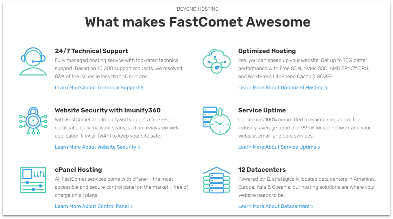 FastComet's cloud hosting page