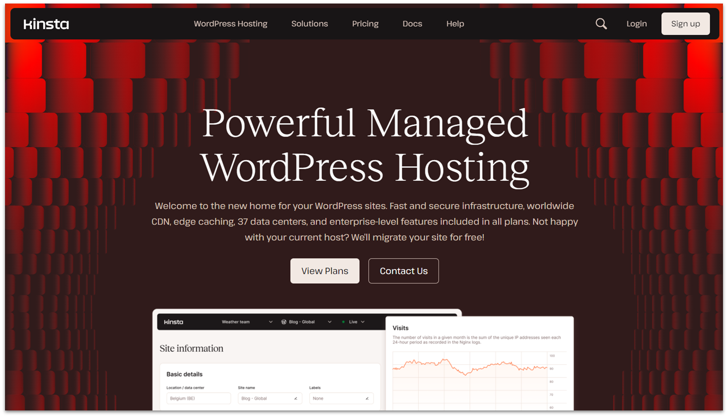 Kinsta managed WordPress hosting landing page