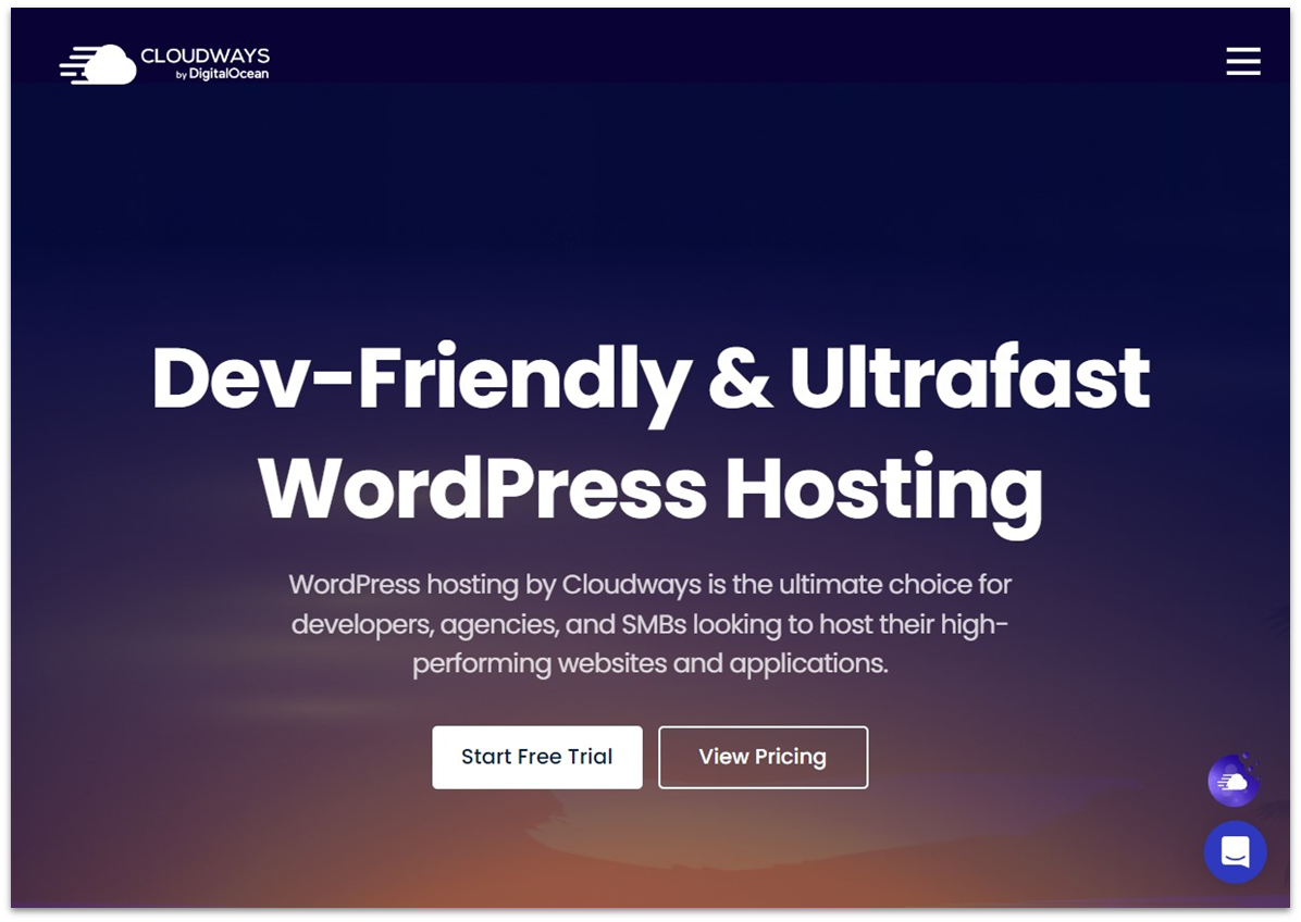 Cloudways WordPress hosting page