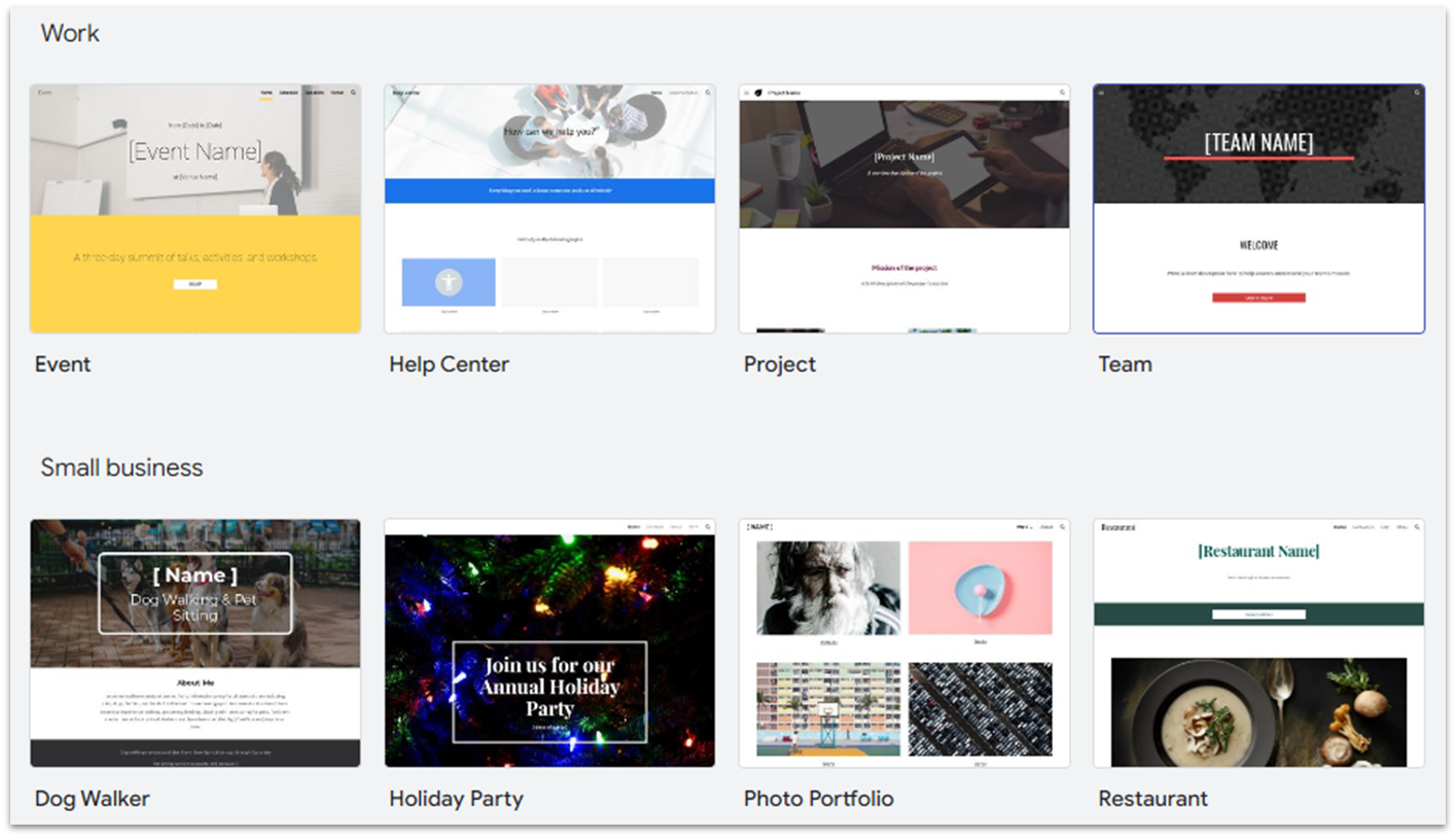 Google Sites Template Library