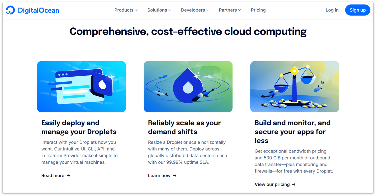 DigitalOcean cloud VPS droplets features