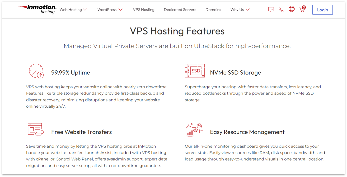 InMotion Hosting VPS hosting features