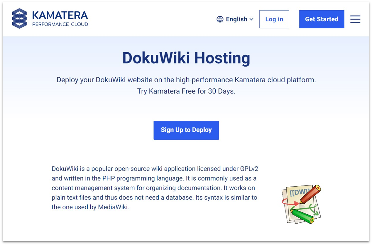 Kamatera DocuWiki hosting features