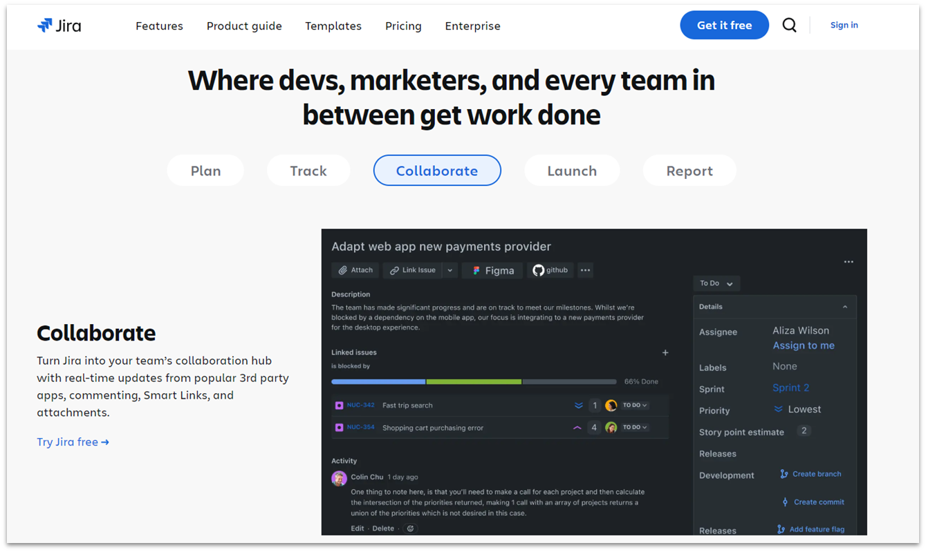 Jira collaboration tool features