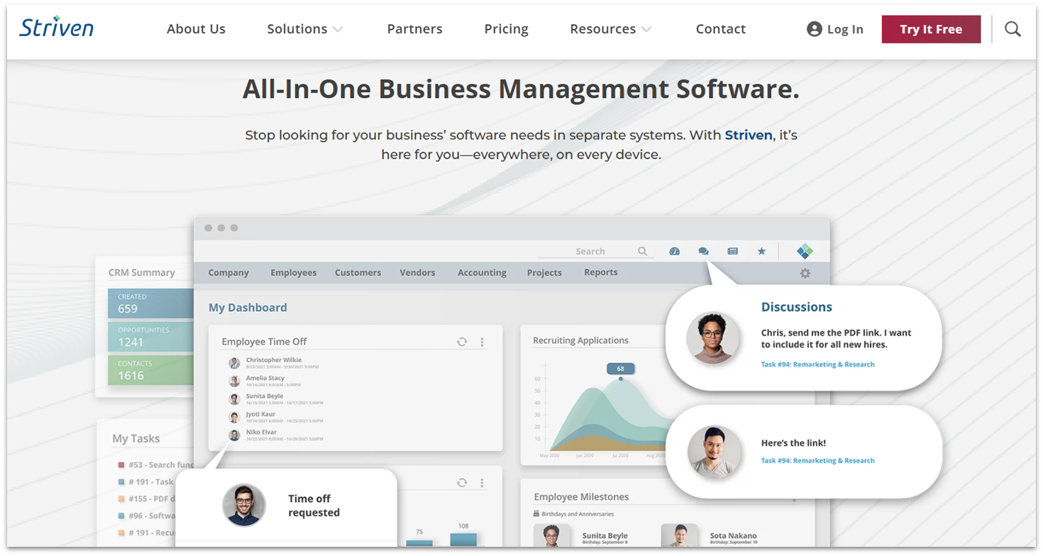 Striven business management features