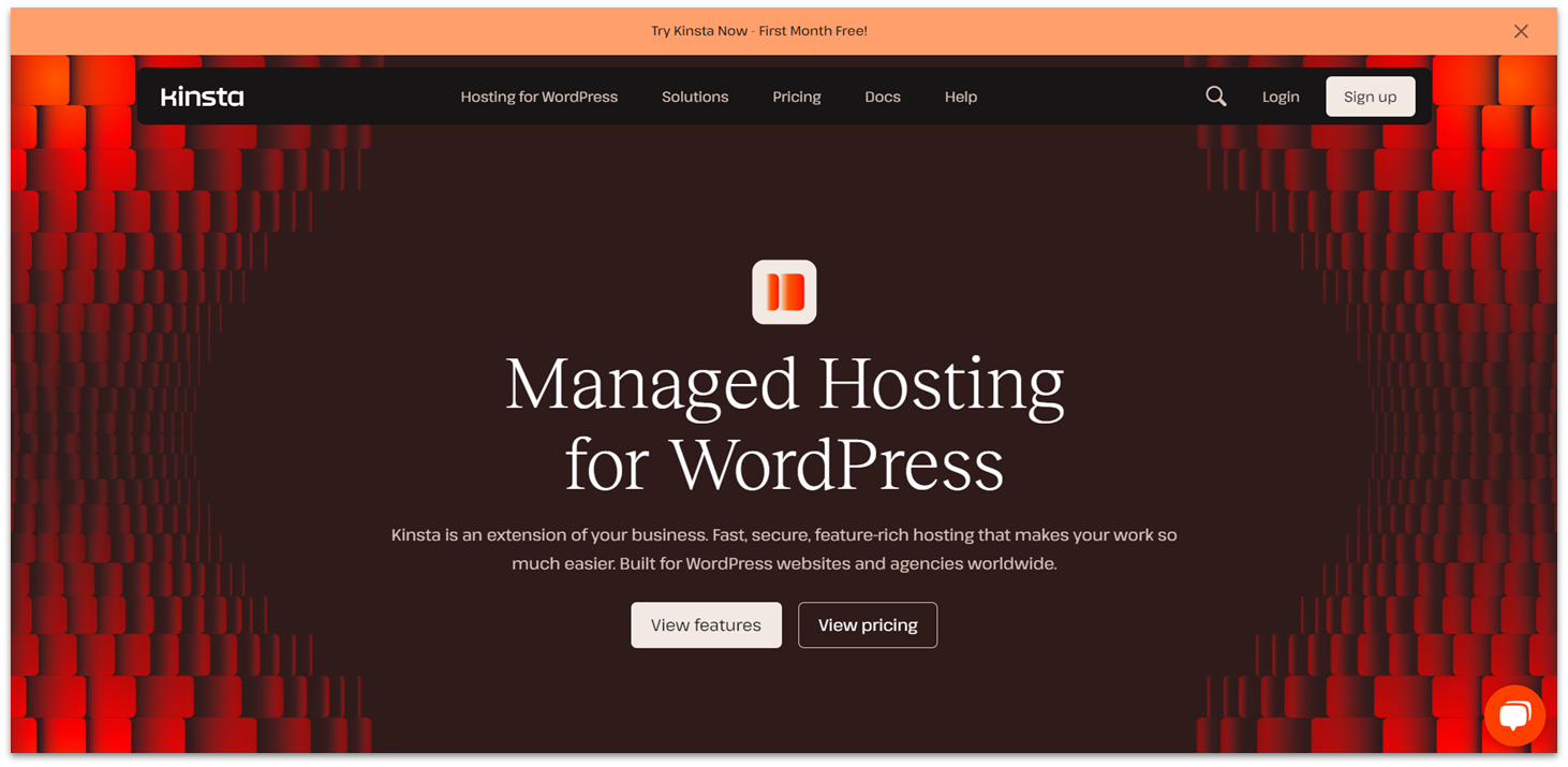 Screenshot of Kinsta's managed WordPress hosting offer