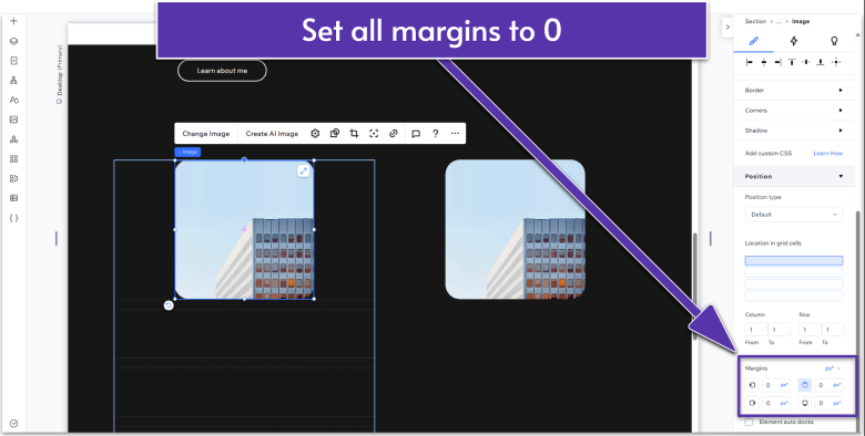 Wix Guide Portfolio Site Module 2, changing margins for repeater items