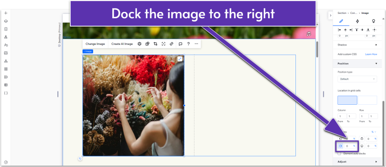 Wix Guide Local Business Module 2, docking image to right