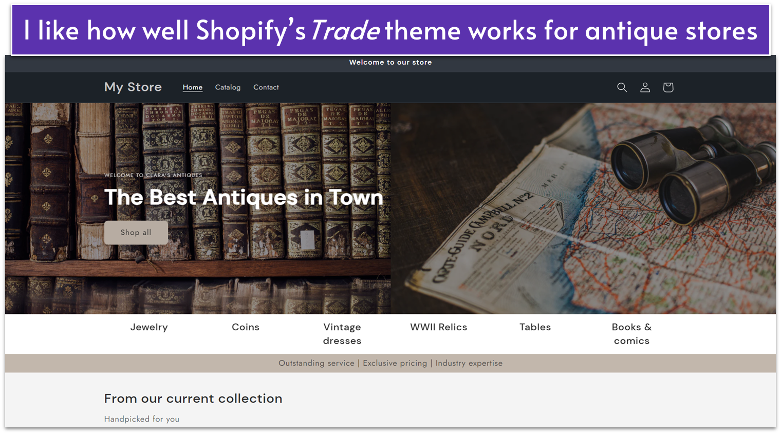 An antique website I made using Shopify's