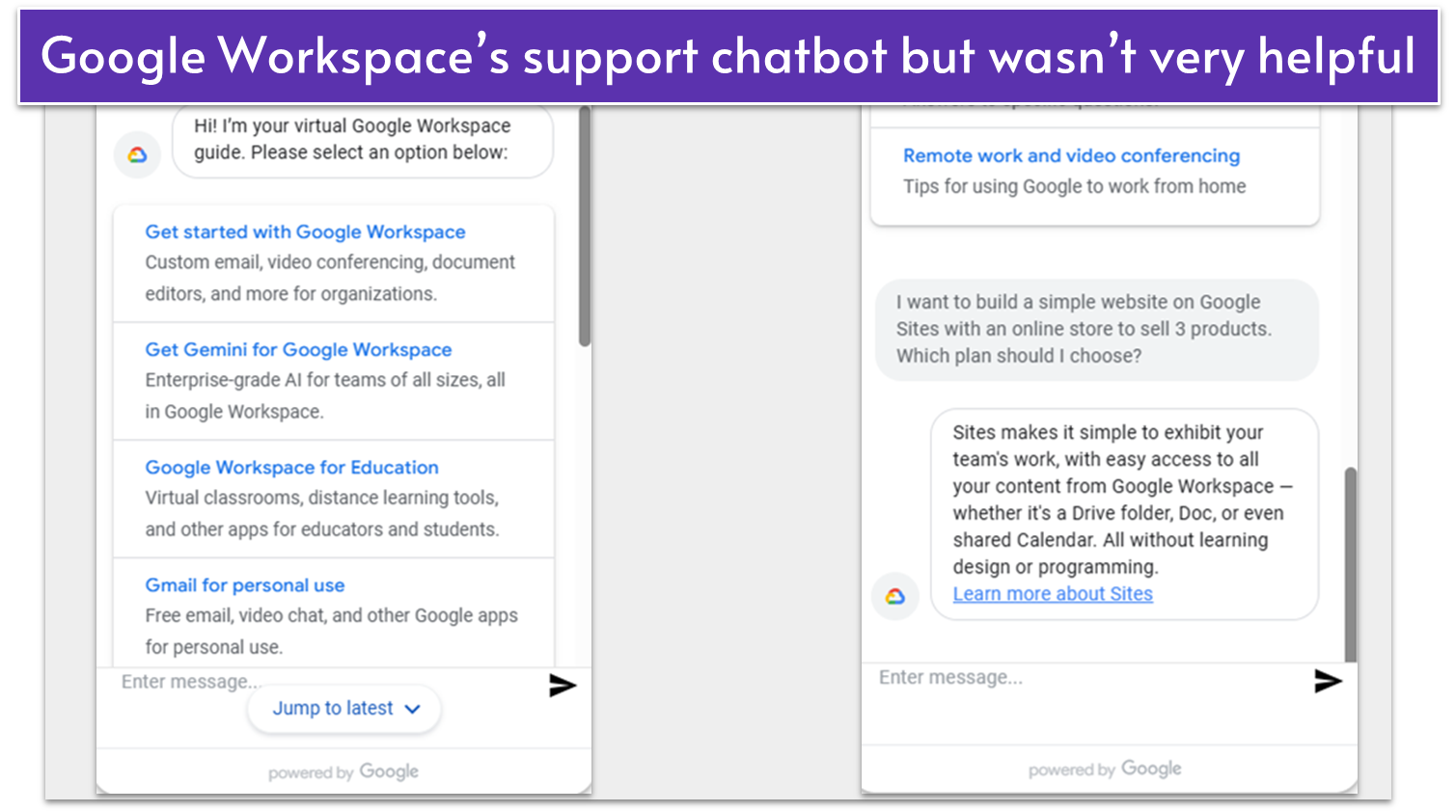 Google Workspace Chatbot support