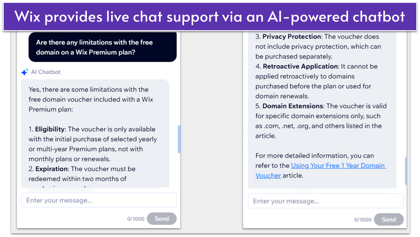 Wix AI ChatBot support