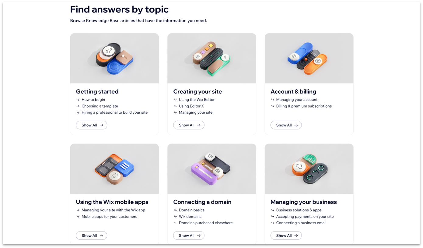 Wix's knowledge base