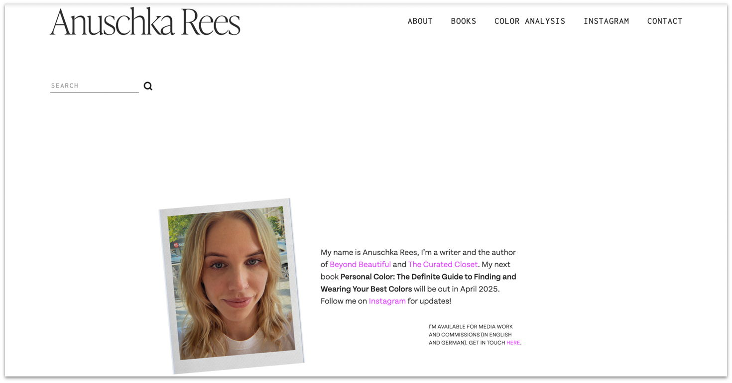 Anuschka Rees homepage made with Squarespace