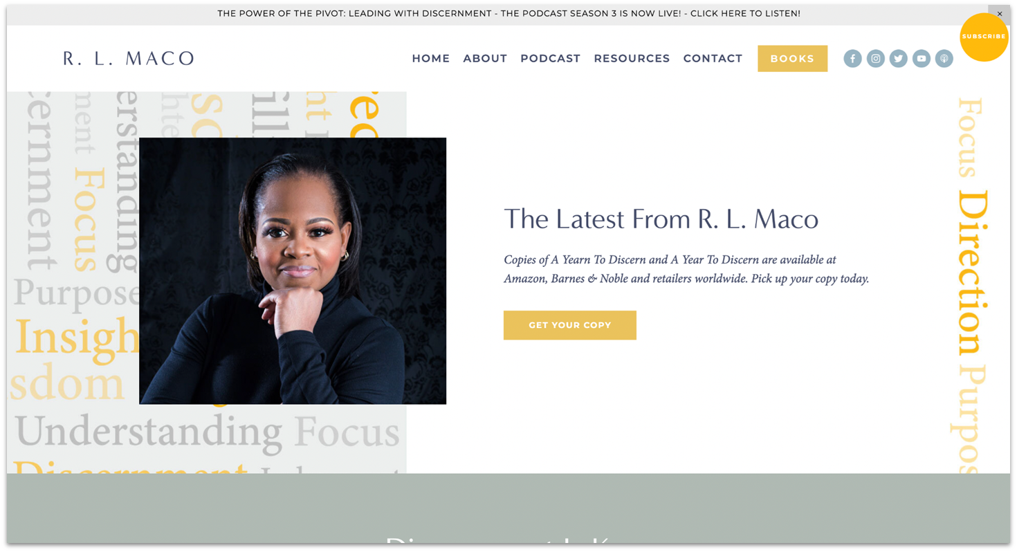 R.L. Maco homepage made with Squarespace