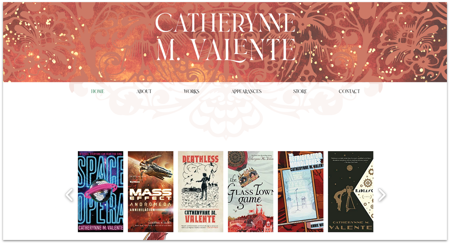 Catherynne M. Valente homepage made with Wix