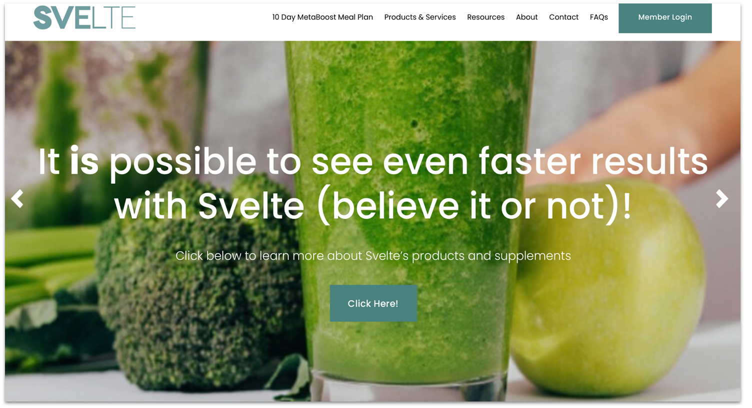 Svelte Training fitness website homepage slider